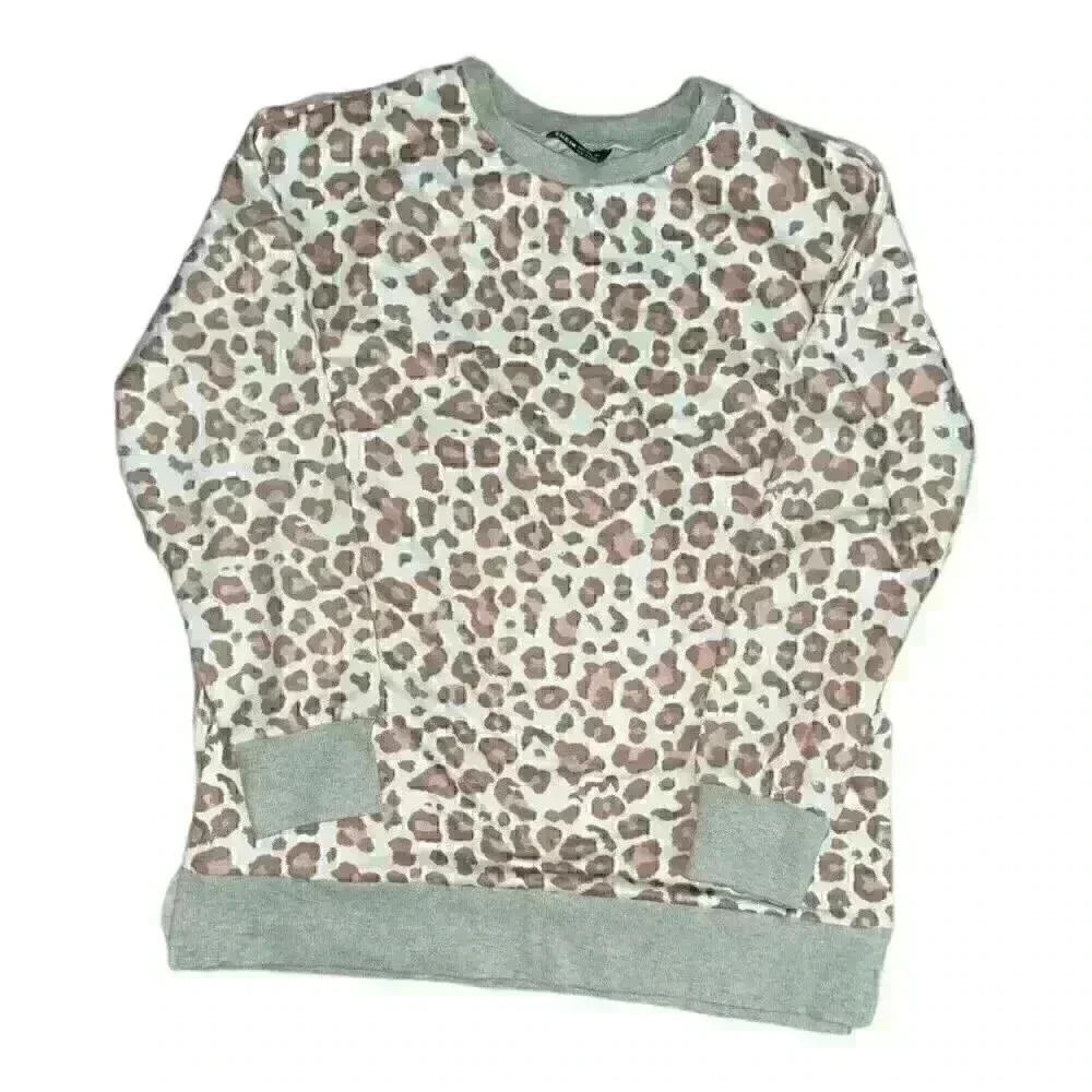Shein WOMEN'S Tan/Pink Gray Animal Print With Split Hem SIZE-SMALL